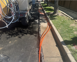 Example of fiber lines being installed in right-of-way