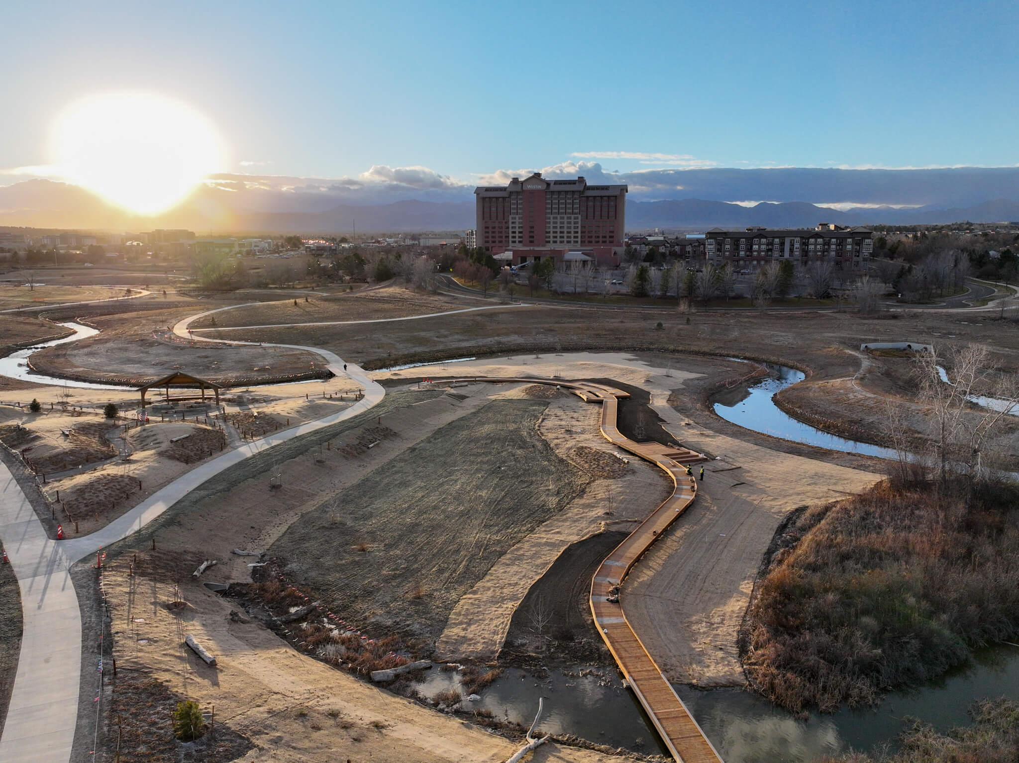 Drone image of Big Dry Creek project work